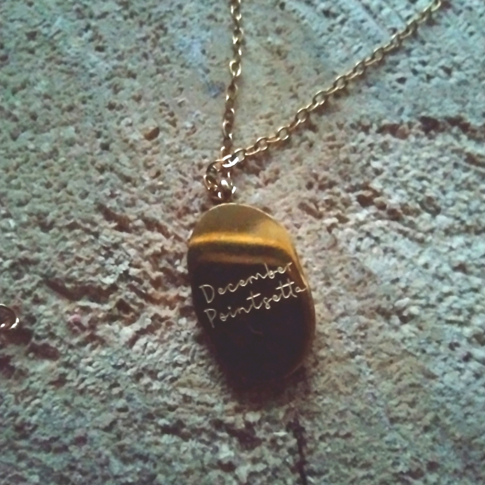 3/ $25 December Poinsettia Golden Necklace - Picture 3 of 5